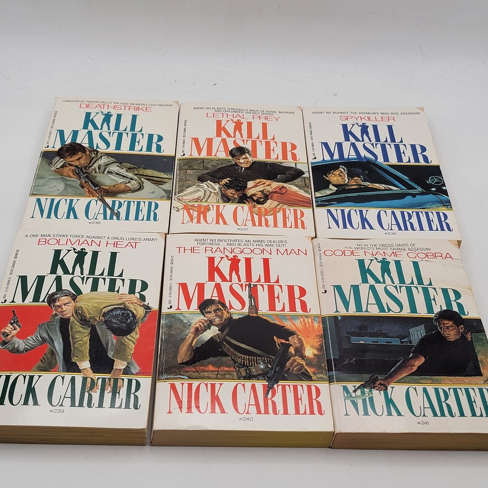 Nick Carter Killmaster Paperback Lot Books 236-241 Spy Fiction Jove Good